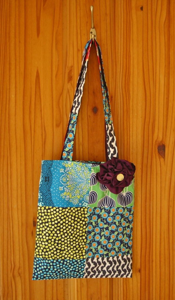 hippy patchwork book bag